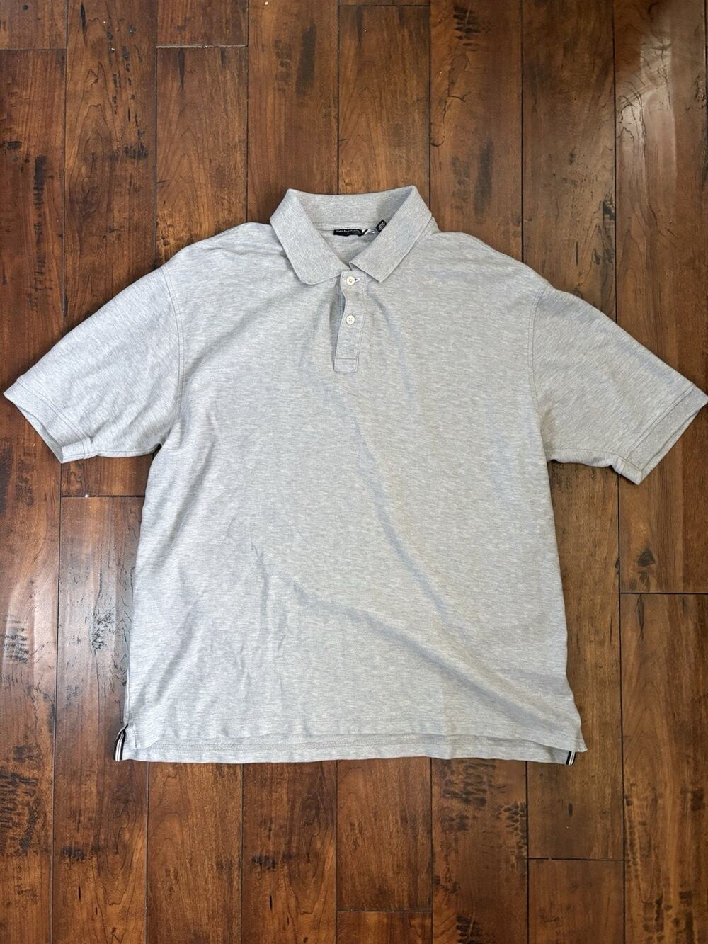 Saks Fifth Avenue Polo Shirt Mens XL Gray Preppy Classic Casual 100% Cotton Golf